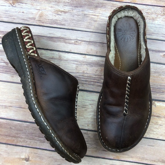 UGG Shoes - UGG Kohala Leather Shearling Mules Slides Clogs